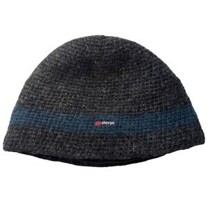 Sherpa Adventure Gear Knit Beanie Gray Blue Stripe 100% Lambs Wool One Size